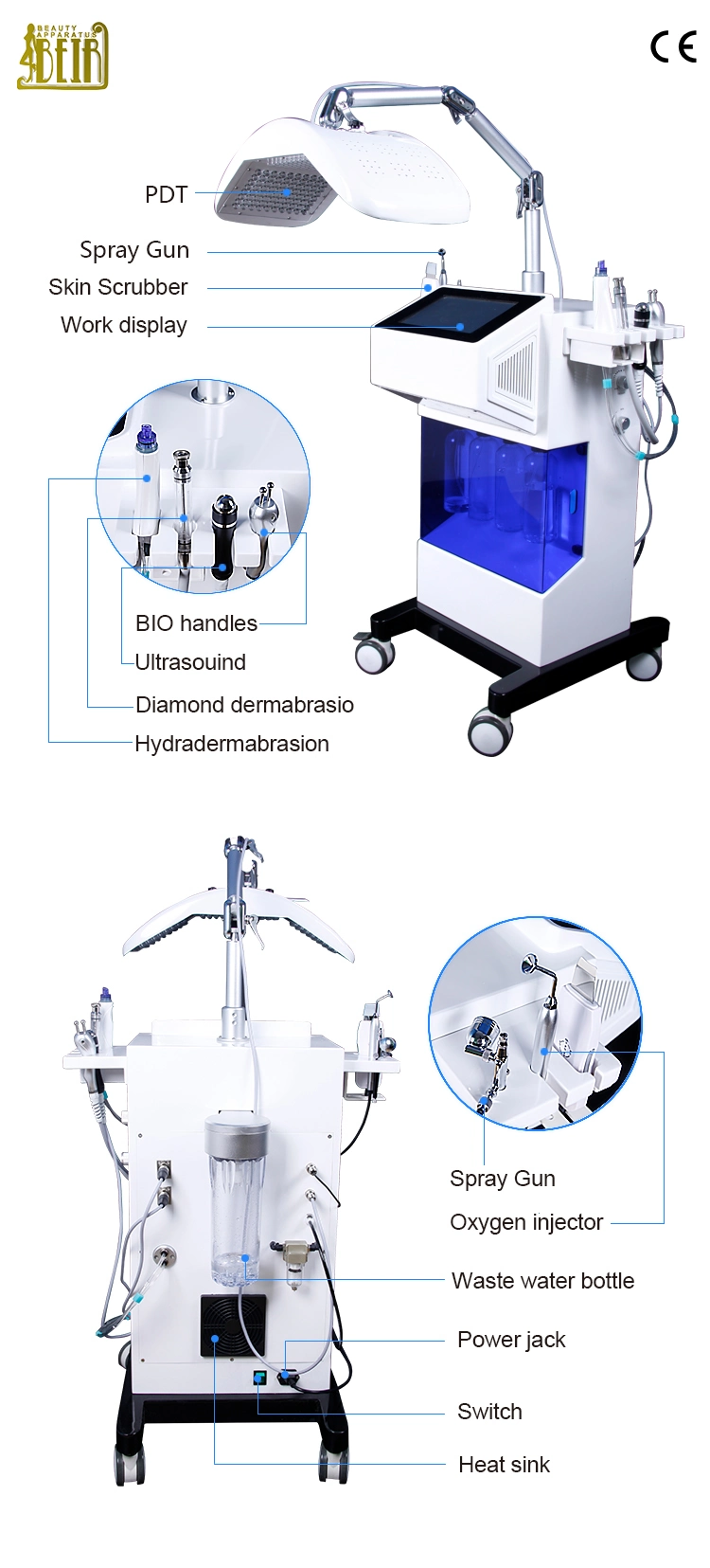 Water Peeling Luxury SPA Equipment for Clinic with LED Therapy Facial Machine SPA600