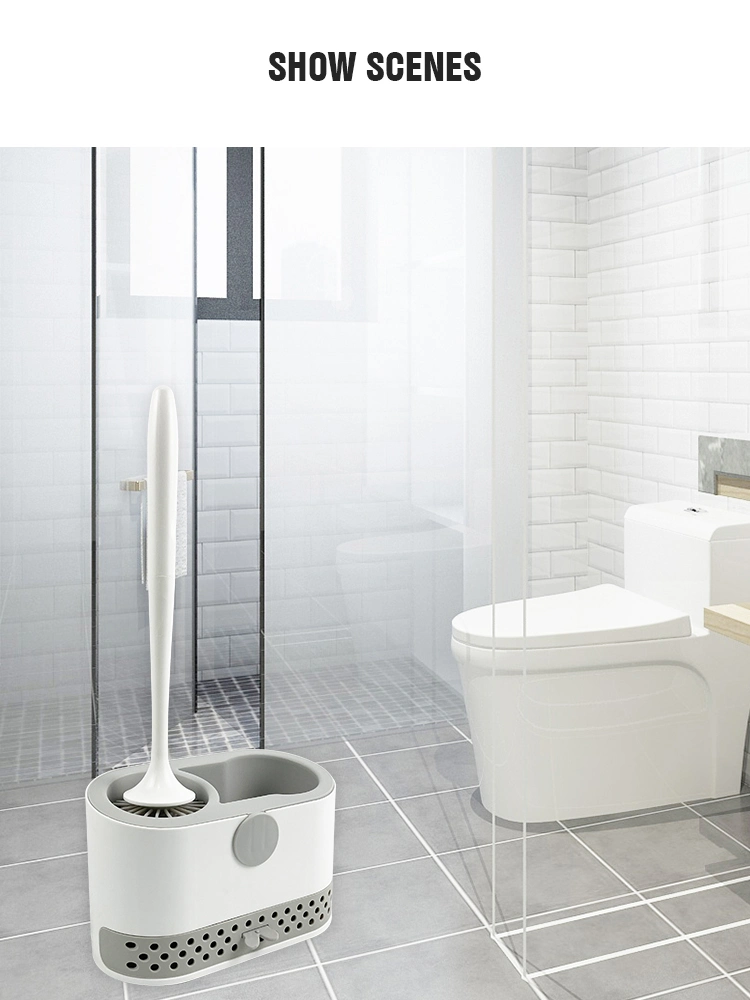 Hot Sales Bathroom Deep Clean Magic Silicone Toilet Bowl Brush Set with Soap Dispenser