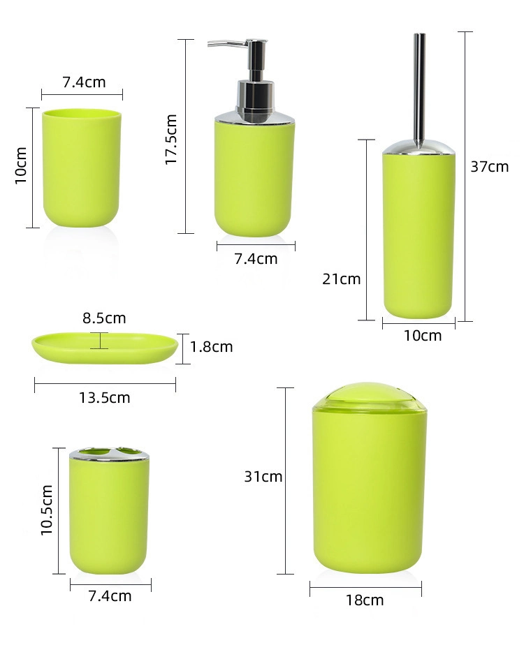 6PCS Bathroom Accessories Set Trash Can Toothbrush Holder Soap Dispenser Soap and Lotion Set