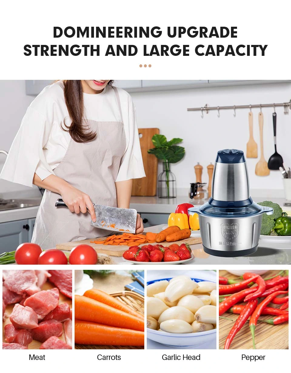 Automatic Treat Multi 2L 250W Portable Food Chopper Red Mixer Slicer Bowl
