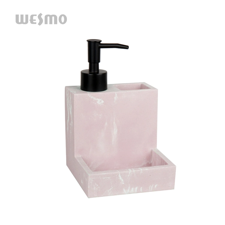 Pink Polyresin Zen Lotion Bottle Toothbrush Holder Bathroom Soap Dispenser Touchless Bathroom Accessories Bathroom Set