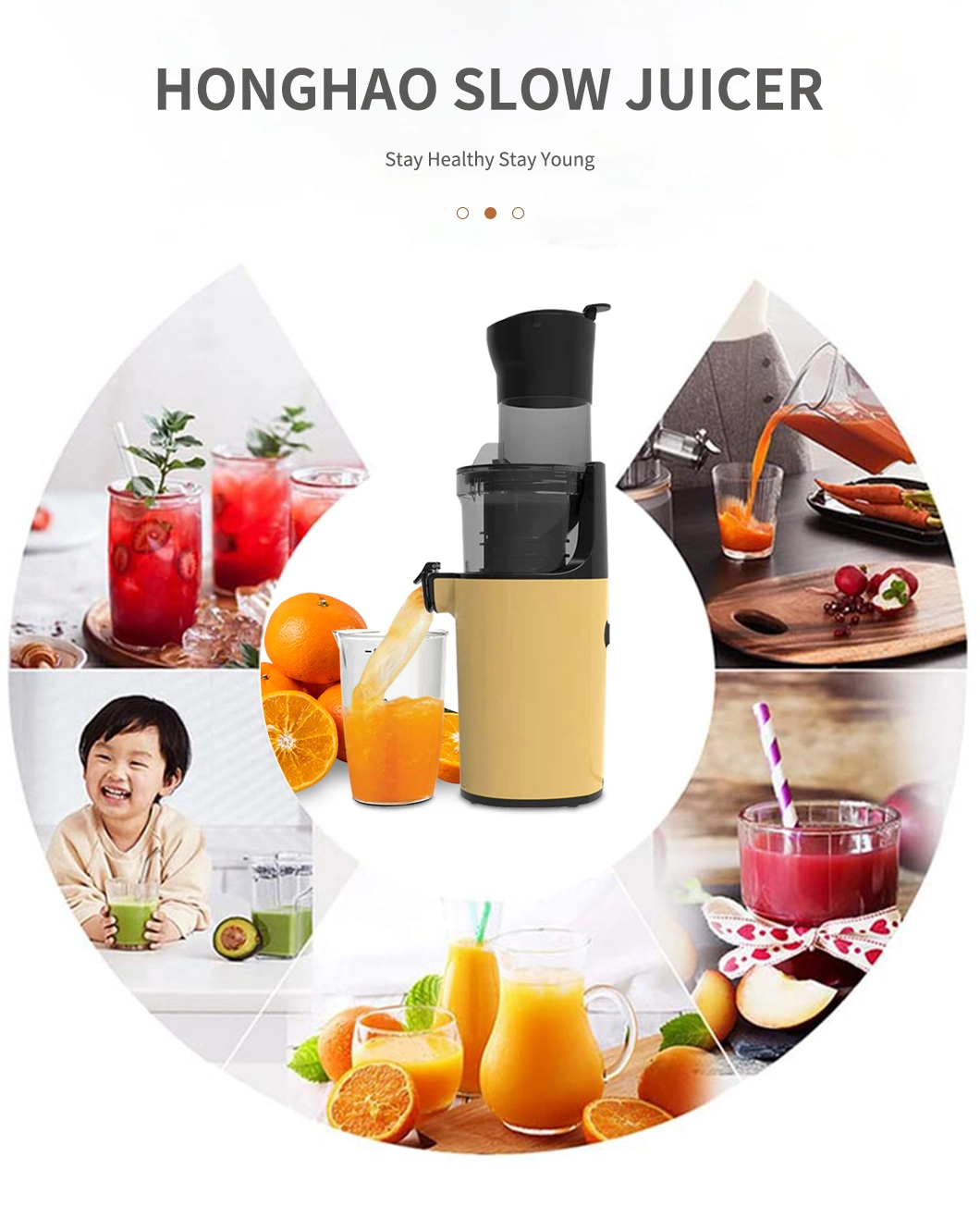 Masticating Electric Slow Juicer with Wide Feed Chute Big Mouth Juicers
