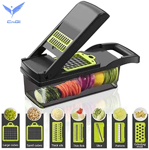 Vegetable Chopper 14 in 1multifunctional Food Chopper Kitchen Vegetable Slicer Dicer Cutter with Container Veggie Chopper with 8 Blades