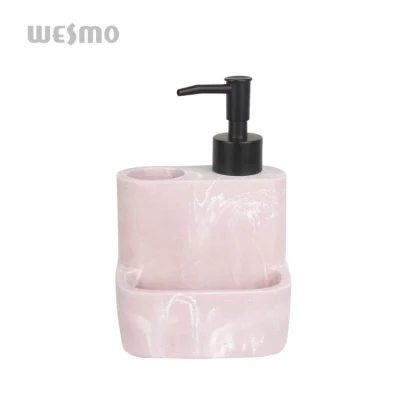 Pink Polyresin Zen Lotion Bottle Toothbrush Holder Bathroom Soap Dispenser Touchless Bathroom Accessories Bathroom Set