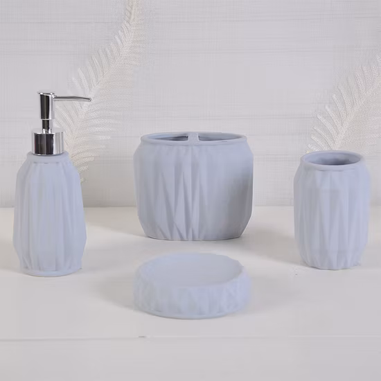 Factory Price 4PCS Ceramic Hotel&Home Decoration Lotion Dispenser Tumbler Toothbrush Holder Soap Dish Bathroom Accessories Set